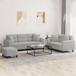 vidaXL Set de canapele cu perne, 3 piese, gri deschis, microfibra GartenMobel Dekor (3202357) Canapea