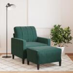 vidaXL Fotoliu canapea cu taburet, verde închis, 60 cm, catifea GartenMobel Dekor (3278259) Canapea