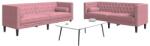 vidaXL Set canapele Chesterfield cu perne rulou, 2 piese, roz, catifea GartenMobel Dekor (3209294) Canapea