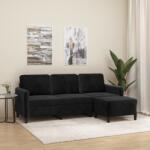 vidaXL Canapea cu 3 locuri si taburet, negru, 180 cm, catifea GartenMobel Dekor (3201179) Canapea