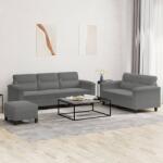 vidaXL Set de canapele cu perne, 3 piese, gri închis, microfibra GartenMobel Dekor (3202346) Canapea