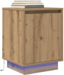 vidaXL Noptiera cu lumini LED Stejar Artisan 38x34x50 cm GartenMobel Dekor (861281)