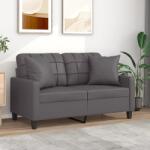 vidaXL Canapea cu 2 locuri cu pernute, gri, 120 cm, piele ecologica GartenMobel Dekor (3200800) Canapea
