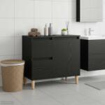 vidaXL Dulap de Baie cu usa Stejar Negru 65 x 33 x 60 cm Lemn compozit GartenMobel Dekor (862811)