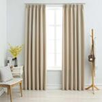 vidaXL Draperii opace cu carlige, 2 buc. , bej, 140 x 225 cm GartenMobel Dekor (134447)