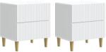 vidaXL Set 2 noptiere albe cu 2 sertare, 43 x 34, 5 x 48 cm, lemn prelucrat (894526)
