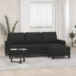 vidaXL Canapea cu 3 locuri cu taburet, negru, 180 cm, material textil GartenMobel Dekor (3201041) Canapea