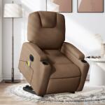 vidaXL Fotoliu electric de masaj rabatabil cu ridicare, maro, textil GartenMobel Dekor (3204408)