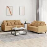 vidaXL Set de canapele cu perne, 2 piese, maro, catifea GartenMobel Dekor (3201707) Canapea