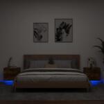 vidaXL Noptiere montate pe perete cu lumini LED, 2 buc. , stejar fumuriu GartenMobel Dekor (836821)