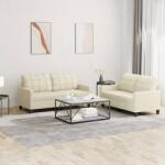 vidaXL Set de canapele cu perne, 2 piese, crem, piele ecologica GartenMobel Dekor (3201359) Canapea