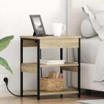 vidaXL Noptiera stejar sonoma cu statie de incarcare, 41x31x51 cm (859537)