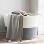 vidaXL Cos de rufe, gri si alb, Ø60x36 cm, bumbac GartenMobel Dekor (358473)