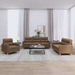 vidaXL Set de canapele cu perne, 3 piese, maro, textil GartenMobel Dekor (3201539) Canapea