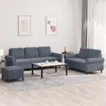 vidaXL Set de canapele cu perne, 3 piese, gri închis, catifea GartenMobel Dekor (3202261) Canapea