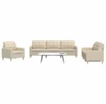 vidaXL Set de canapele, 3 piese, crem, material GartenMobel Dekor (3278289) Canapea