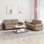 vidaXL Set de canapele cu perne, 2 piese, cappuccino, piele ecologica GartenMobel Dekor (3202154) Canapea