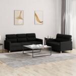 vidaXL Set de canapele cu perne, 2 piese, negru, textil GartenMobel Dekor (3201604) Canapea
