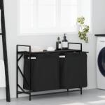 vidaXL Cos de rufe 2 compartimente cu raft stejar negru GartenMobel Dekor (859075)