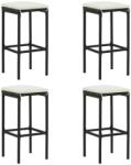 vidaXL Scaune de bar cu perne, 4 buc. , negru, poliratan GartenMobel Dekor (313446)