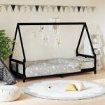 vidaXL Cadru de pat pentru copii, negru, 80x200 cm, lemn masiv de pin GartenMobel Dekor (834452)