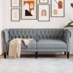 vidaXL Canapea Chesterfield cu 2 locuri, gri deschis, material textil GartenMobel Dekor (372547) Canapea