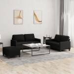 vidaXL Set de canapele cu perne, 3 piese, negru, textil GartenMobel Dekor (3201456) Canapea