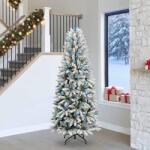 vidaXL Brad de Craciun artificial cu 300 LED cu suport Alb 240 cm GartenMobel Dekor (3396076)
