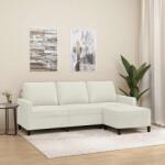 vidaXL Canapea cu 3 locuri si taburet, crem, 180 cm, catifea GartenMobel Dekor (3201063) Canapea