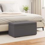 vidaXL Taburet Gri 81 x 41 x 40 cm Piele ecologica si lemn stratificat GartenMobel Dekor (876785)