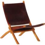 vidaXL Scaun relaxant pliant, maro închis, piele naturala GartenMobel Dekor (356375)