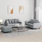 vidaXL Set de canapele cu perne, 3 piese, gri deschis, textil GartenMobel Dekor (3201656) Canapea