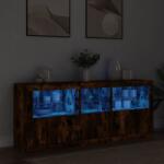 vidaXL Dulap cu lumini LED, stejar fumuriu, 162x37x67 cm GartenMobel Dekor (3208999) Comoda