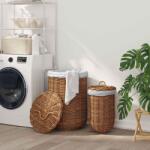 vidaXL Cos pentru rufe 2 pcs Maro Ratan Kubu GartenMobel Dekor (42020974)