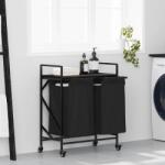 vidaXL Cos de rufe 2 compartimente cu roti stejar negru GartenMobel Dekor (859095)