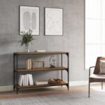 vidaXL Raft carti stejar fumuriu 100x33x70, 5 cm lemn prelucrat si otel GartenMobel Dekor (819354) Biblioteca