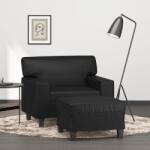 vidaXL Fotoliu canapea cu taburet, negru, 60 cm, piele ecologica GartenMobel Dekor (3201159) Canapea