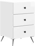 vidaXL Noptiera alba lucioasa cu 3 sertare, 43 x 41 x 66, 5 cm, stil modern (895479)