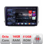 Edotec Navigatie Android Peugeot 208/2008 2012-2018 QLED 2K 16GB+512GB 360 (KIT-PSA+EDT-E810-2K)