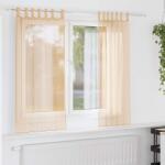 vidaXL Perdele Voile cu buzunare pentru bare 2 buc Nisip GartenMobel Dekor (4102217)