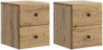 vidaXL Set 2 noptiere suspendate stejar artizanal, 34, 5x33x40 cm, 4 sertare (899164)
