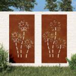vidaXL Decor perete gradina 2 buc. 105x55 cm design flori otel Corten GartenMobel Dekor (824487)