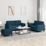 vidaXL Set de canapele cu perne, 3 piese, albastru, catifea GartenMobel Dekor (3202013) Canapea