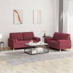 vidaXL Set canapea cu perne, 2 piese, rosu vin, material textil GartenMobel Dekor (3201296) Canapea