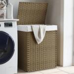 vidaXL Cos de rufe cu capac, 46x33x60 cm, poliratan GartenMobel Dekor (372029)