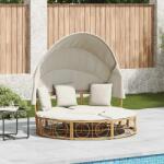 vidaXL Pat Lounge în aer liber cu baldachin si perne Poly Rattan GartenMobel Dekor (4108235)