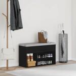 vidaXL Banca pentru pantofi Stejar Negru 80 x 30 x 45 cm Lemn compozit GartenMobel Dekor (862703) Pantofar