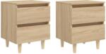 vidaXL Noptiere picioare lemn masiv pin 2 buc stejar sonoma 40x35x50cm GartenMobel Dekor (805858)