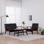 vidaXL Set canapea, 2 piese, negru, piele artificiala GartenMobel Dekor (278395) Canapea