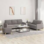 vidaXL Set de canapea cu perne, 3 piese, gri taupe, material textil GartenMobel Dekor (3201321) Canapea